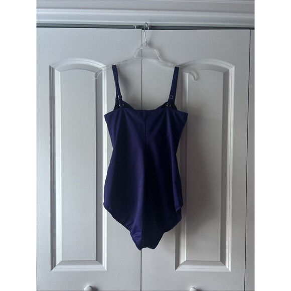 Croft & Barrow Swimsuit One Piece  Purple Ruched size 16 - Picture 2 of 5